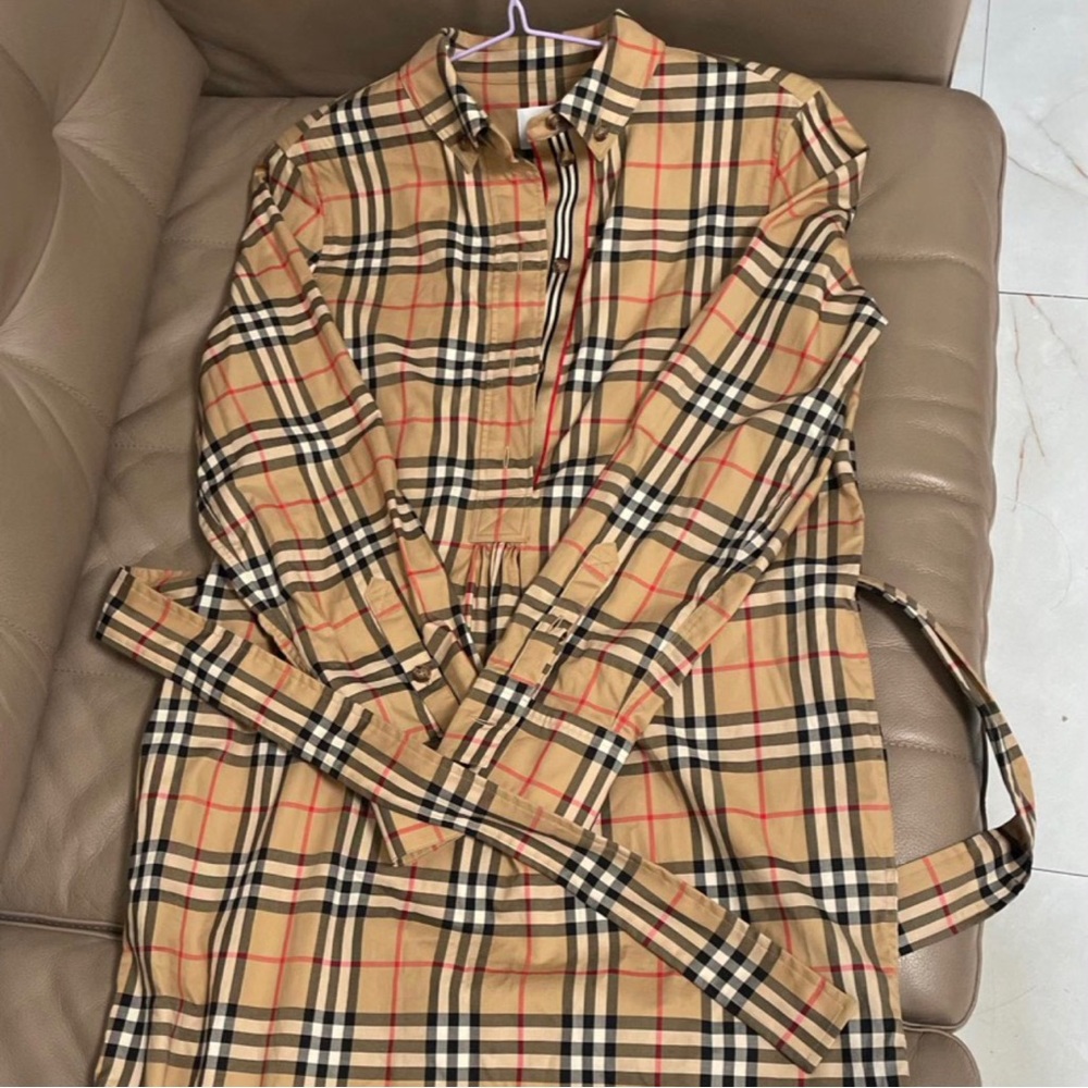 Burberry Beige Check Maxi Dress